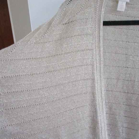 Chico's Gold shimmer knit  Cardigan Sweater l xl 3 - Picture 3 of 4